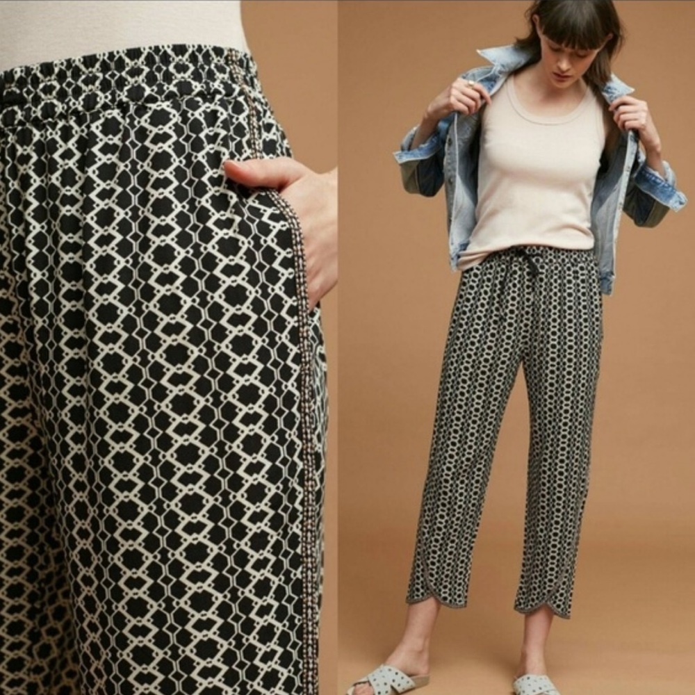 Hei Hei Anthropologie Women’s Printed Tie Waist Pants Size Small Petite